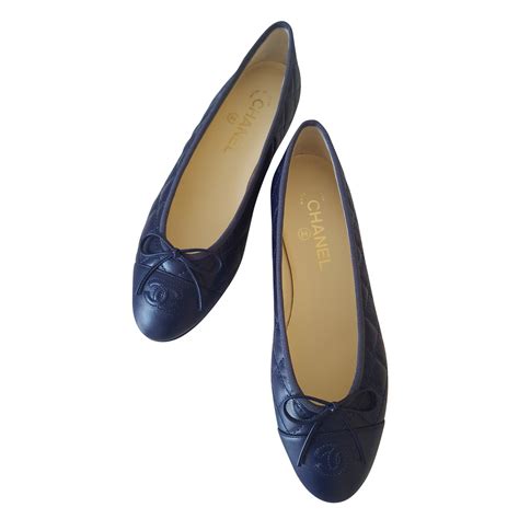 chanel ballerina navy|Chanel ballet flats women.